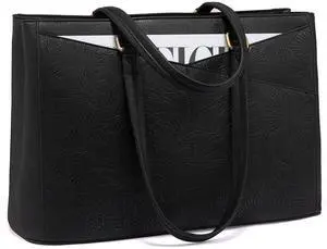 LOVEVOOK Laptop Bag for Women,15.6 Inch Laptop Tote Bag for Women,Vintage Leather Work Tote Bags Computer Business Teacher Bag,Waterproof Office Briefcase