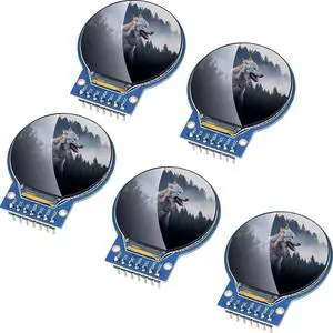 YELUFT 5pcs 1.28 Inch TFT LCD Display Module Round 240 x 240 Pixel RGB 65K Color GC9A01 Driver 4 Wire SPI Interface Self-Luminous Display Board for Arduino/Raspberry Pi/ESP32 (Pre-Soldered)