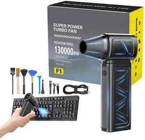 Compressed Air Duster,5 Gear Adjustable Cordless Air Duster,130,000 RPM Brushless Motor Electric Air Blower for PC,Air Duster Rechargeable Keyboard Cleaner,Handheld Mini Blower for Car & Household