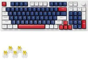 Agliexel A01 96-Key White Quiet Mechanical Keyboard  Full Size Gaming Keyboard with Colorful Lights, Yellow Switches, USB Wired  Compact 96% Layout, Anti-Ghosting