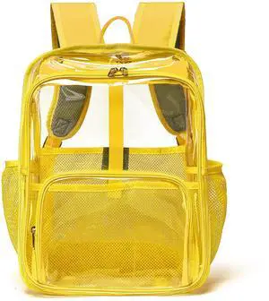 KUI WAN Clear Backpack,Clear Backpacks for School Heavy Duty See Through Bookbag Waterproof Backpack for Men Women,Yellow