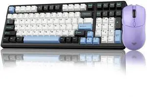 AULA Wireless Keyboard and Mouse Combo, F99 Mechanical Keyboards Hot Swappable Custom Keyboard+SC580X Wireless Gaming Mouse Light Purple AULA Wireless Keyboard and Mouse Combo, F99 Mechanical Keyboards Hot Swappable Custom Keyboard+SC580X Wireless Gaming Mouse Light Purple
