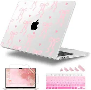 Lepeoac for MacBook Air 13.6 inch Case M4 M3 M2 2025 2024-2022 Release Model A3240 A3113 A2681, Sturdy Plastic Hard Shell Case for MacBook Air M2 13 inch with Touch ID, Bow