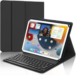 Universal Tablet Keyboard Case for 9",9.7",10.1",10.2",10.5",10.9",11" Tablets, Rechargeable Wireless Bluetooth Keyboard, Smart Folio Leather Cover with Stretch Strap for Android/iOS/Windows Tablet