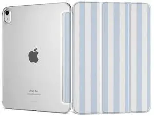 DONGKE for iPad Air 11-inch M3 2025 M2 2024, iPad Air 5th 2022 / 4th Generation 2020 10.9-inch, Slim Foldable Stand Hard PC Translucent Back Shell Smart Cover - [Auto Wake/Sleep] - Stripes
