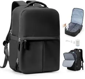 suratio Vacuum Seal Backpack Travel Laptop Backpacks For Women Men Personal Item Travel Bag Large Carry On Backpack With Vacuum Compression Vacpack Backpacks With Pump Black