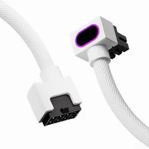 AIJS 8PIN GPU Extension Cable, ARGB PC Cable with 5V 3Pin,18AWG 90° Right-Angle Design for Cleaner PC Builds,Male-to-Female Connectors Suitable for Various GPU and Power Supply.30CM(White-GPU-Clip B)