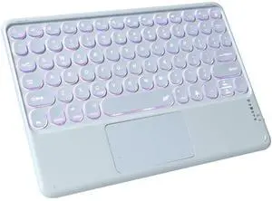 Slim Portable Wireless Bluetooth Keyboard,10 inch 7 Colors Backlit Rechargeable Keyboard for Android Tablet Cell Phone Smartphone iPad iOS Windows Universal Devices (White)