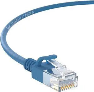 InstallerParts Ethernet Cable CAT6A Slim Cable UTP Booted 1.5 FT (10 Pack) - Blue - Professional Series - 10Gigabit/Sec Network/High Speed Internet Cable, 550MHZ, 28AWG