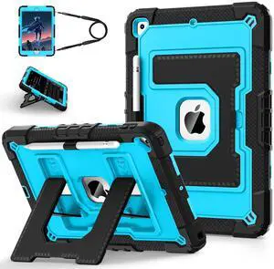 WESOROL CASE for iPad 9th Generation 2021/ iPad 8th Generation 2020/ iPad 7th Generation 2019,Kids Friendly iPad Case 9/8/7th Gen with Pencil Holder,Shockproof Cover for i Pad 10.2 Inch,Black Blue