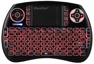 iPazzPort Mini Bluetooth & 2.4GHz Wireless Keyboard with Touchpad Mouse, 3-Color Backlit Portable, Rechargeable, for Smart TV/Fire TV/Android TV Box/PC/Mac/Raspberry Pi