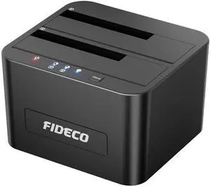 FIDECO External Hard Drive Docking Station, Hard Drive Dock for 2.5 and 3.5 inch SATA HDD SSD, HDD Docking Station with Dual Bay, USB 3.0 Hard Drive Reader, Support Offline Clone and UASP