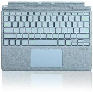 Type Cover for Microsoft Surface Pro 11 Pro 10 Pro 9 Pro 8 Pro X, 13 inch, Ultra-Slim Bluetooth Keyboard with Multi-Touchpad Mouse Rechargeable, 7-Color LED Backlit (Ice Blue with Backlit)