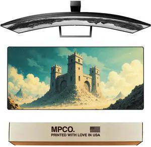 MPCO. Dark Fantasy Large Gaming Desk Pad - 36" x 17" Aeroglyde Fabric Castle of Shifting Sands Desk Mats - Non-slip, Washable, Smooth Glide for Precision Gaming & Work