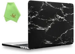 UESWILL Marble Pattern Hard Case Compatible with MacBook Pro 15 inch with Touch Bar & USB-C 2016 2017 2018 2019 Release Model A1990 A1707, Black/White