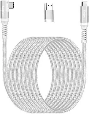 Kuject Link Cable 16FT Compatible for Quest 3S/3, Quest 2/Pro, Pico 4, Nylon Braided Accessories for Rift S/Steam VR Games, USB 3.0 Type C to C High Speed Data Transfer Cord for Gaming PC, Silver