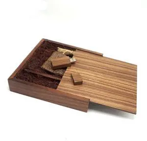LONMAX Wedding Birthday Gifts Wooden USB Flash Drive 16GB USB 2.0 Flash Disk Pen Drive Walnut Box (170x170x35mm) (16GB, Black Wooden)