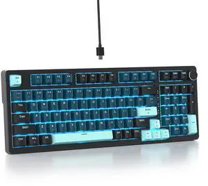 SbocKeeb 96% Wired Mechanical Gaming Keyboard,Gasket Structure RGB Backlit Keyboard,98 Key Hot Swappable Keyboard with Control Knob,NKRO Compact Keyboards with Number Pad for Win/Mac(98 Monstor)