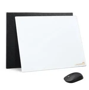 LANGBOHOS Glass Mouse Pad Micro Etched Surface and Whole Silicone Base,Improved Precision and Speed,Durable, Easy to Clean, Suitable for Gaming and Office Use (White-19.7 * 16'')