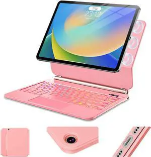 ALIWLHOF for iPad 9th Generation Case with Keyboard,Magic Magnetic Keyboard Case for iPad 10.2 9th/8th/7th Gen & Air 3,Pro 10.5, Multi-Touch Trackpad - Backlit - Floating Cantilever Stand (Rose Red)