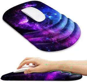 Ergonomic Mouse Pad with Wrist Rest Support,Non-Slip PU Base,Massage for Carpal Tunnel Pain Relief,Memory Foam Mousepad for Home,Office,WorkGalaxy
