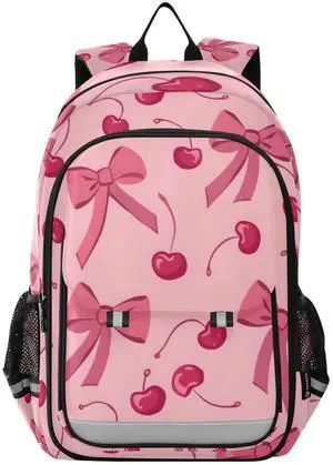 ALAZA Bow Cherry Pink Laptop Backpack Purse for Women Men School Bag 17 Inch Bookbag Student Boys Girls Travel Casual Daypack
