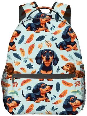 Cute Dachshund Backpack, School Laptop Travel Polyester Lovely Puppy Backpacks for Women Girls Kids, Sports Work Back Pack Casual Daypack, Lightweight Rucksack Gifts for Hiking Camping Gym