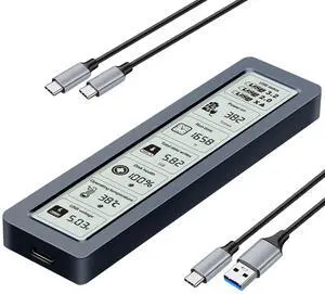 Smart M.2 NVMe SSD Enclosure, Large LCD, Intelligent Detection, Prevents Write Data Loss, USB 3.2, Type-C (10 Gbps), fits NVMe PCIe Size 2230/2242/2260/2280, Support M-Key B+M Key (up to 4TB)