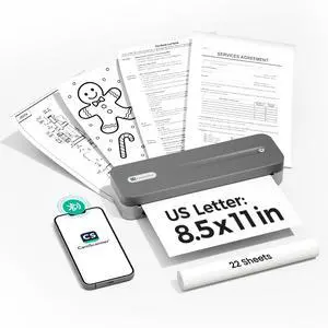 CamScanner P1 Pro Thermal Printer, Large Format Portable Bluetooth Inkless Printer with 1 Roll Paper 8.5x11 Inch, Compatible with iPhone  Computer,Home Office Essentials