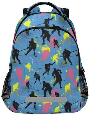 Caikeny Hockey Kids Backpack Daypack Blue College School Shoulder Bag Travel Laptop Backpack Book Bag for Kids