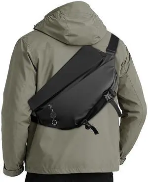 Crossbody Bags for Women & Men - Anti-Theft Sling Backpack with Magnetic V-Buckle for Travel, Commuting, Cycling & EDC (Black)