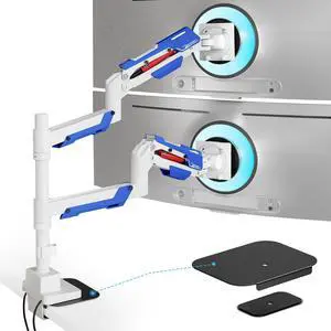 ARES WING Vertical Dual Monitor Mount & Steel Monitor Mount Reinforcement Plate for 24-57'' Ultrawide Screen