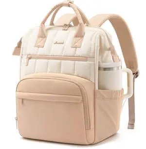 LOVEVOOK Puffer Backpack Purse for Women with 15.6 Inch Laptop Pocket, Nurse Teacher Work Bags for Gifts, Personal Item Travel Bag for College School, Cute Student Bookbag for Teen Girls Waterproof