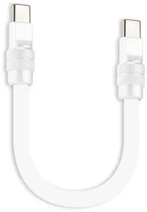 chubbycable Cute Chubby 240W Short USB-C Cable Power Bank Fast Charging Cable Silicone Charger Cord Compatible with iPhone 17-15 Series iPad, White+White, Type-C to Type-C, 10 inch