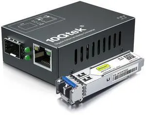 [Mini Size] Gigabit Ethernet Media Converter, SingleMode Dual LC Fiber to Ethernet RJ45 Converter for 10/100/1000Base-Tx to 1000Base-LX(with a SFP SMF 1310-nm Module), UL Certified, up to 20-km