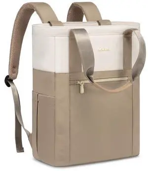 LOVEVOOK Laptop Backpack for Women, 15.6 Laptop Bag for Women Tote Bag Convertible, Lightweight Travel Backpack for College, Wide Open Work Backpack for Nurse Teacher Water-resistant Khaki
