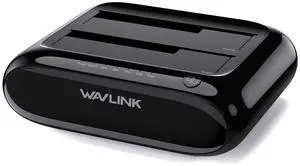 WAVLINK Dual Bay Hard Drive Docking Station - USB 3.0 to SATA I/II/III for 2.5" & 3.5" HDD/SSD with Fixed Bezel, Supports Offline Clone/Duplicator Function, Supports 2x20TB with UASP 6Gbps - Black