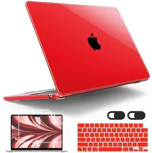 Tuiklol for M4 MacBook Air 13.6 inch Case 2025-2022 Release Model A3240 A3113 A2681 with M3 M2 Chip,Laptop Hard Shell Cases with Keyboard Cover & Screen Protector & Camera Cover, Clear Red