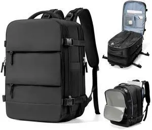 bergsalz Black Vacuum Backpack With Vacuum Compression,Expanded Travel Laptop Backpacks For Women Men,Carry On Backpack Airback Backpacks With Pump Seal Packing, Personal Item Travel Bag