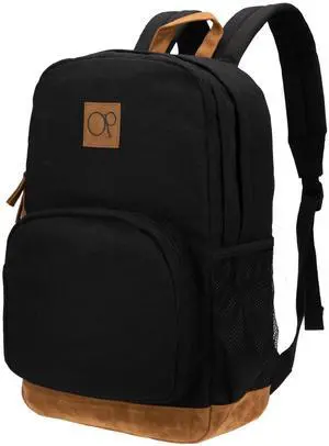 Ocean Pacific La Playa Canvas Backpack for Travel, Sports, Beach, Work, Casual Daypack for Men Women Fits 15.6 Inch Laptop (Black)