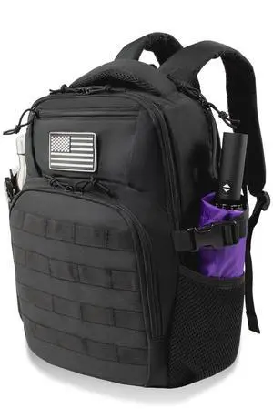 RooPoke 25L Military Travel Laptop Backpack 15.6-inch Backpack For Women Business Carry On Flight Approved Small Black Backpack Bug Out Bag Work Gym Weekend Bag Men's Assault Bags Back Pack