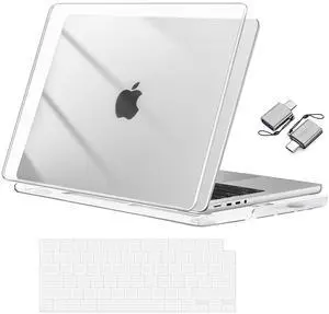 MOSISO Compatible with MacBook Pro 14 inch Case 2025 2024 2023 2022 2021 M4 M3 M2 M1 A3112 A3185 A3401 A2918 A2992 A2779 A2442 Pro Max, Plastic Hard Shell Case&Keyboard Cover&Type C, Crystal Clear