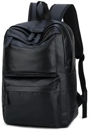 JINGTIANCD Mens Leather Backpack, Carry On Backpack Fits 16.1'' Laptop Bag Large Capacity Business Travel Hiking Waterproof (Black)