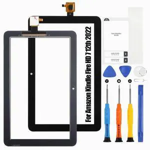 for Amazon Kindle Fire HD7 12th Gen 2022 Screen Replacement - for Amazon Fire HD 7 12th Touch Screen Digitizer for Amazon Kindle HD7 2022 Glass Panel Sensor with Kits (Black, Not LCD Display)