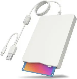 Floppy Disk Reader, 3.5 inch External Floppy Disk Drive with USB Type-C, Portable FDD Floppy Disk Drive for Laptop PC Windows 11/10/8/7/2000/XP
