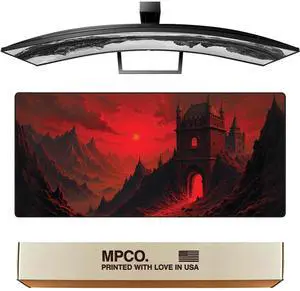 MPCO. Dark Fantasy Large Gaming Desk Pad - 36" x 17" Duraglyde Fabric The Scarlet Passage Desk Mats - Non-slip, Washable, Smooth Glide for Precision Gaming & Work