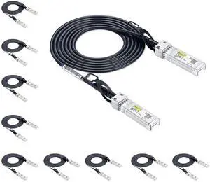 10Gtek SFP+ DAC Twinax Cable, 10G SFP+ to SFP+ Direct Attach Copper Patch Passive Cable for Cisco SFP-H10GB-CU2.5M, Meraki MA-CBL-TA-1M, Ubiquiti UniF, D-Link, Fortinet,2.5 Meter(8.2ft), 10-Pack