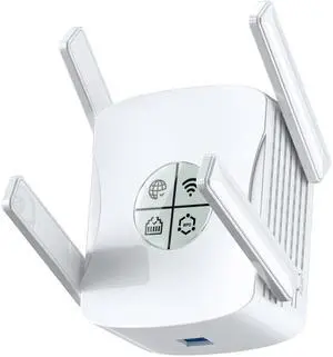 WiFi 6 Extender Signal Booster - 2400Mbps Long Range Internet Booster for Home with Ethernet Port | 5GHz Dual-Band Wireless Repeater, 4 High Gain Antennas, White