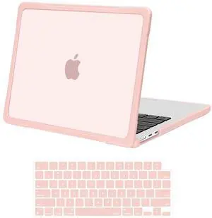 MOSISO Compatible with MacBook Air 13 inch Case 2025 2024 2023 2022 M4 A3240 M3 A3113 M2 A2681, Soft TPU Bumper Anti-Fingerprint Hard Case&Keyboard Cover for MacBook Air 13.6 inch Case, Pink