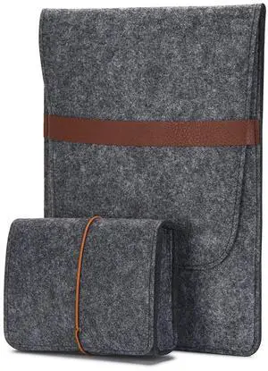 LUOHANGE Vertical 15 Inch MacBook Pro Sleeve Protective Laptop Case for 16 Inch MacBook Pro 2019, 15 Inch MacBook Pro 2015-2019, Dell XPS 15 with Small Felt Accessory Bag (Dark Gray)
